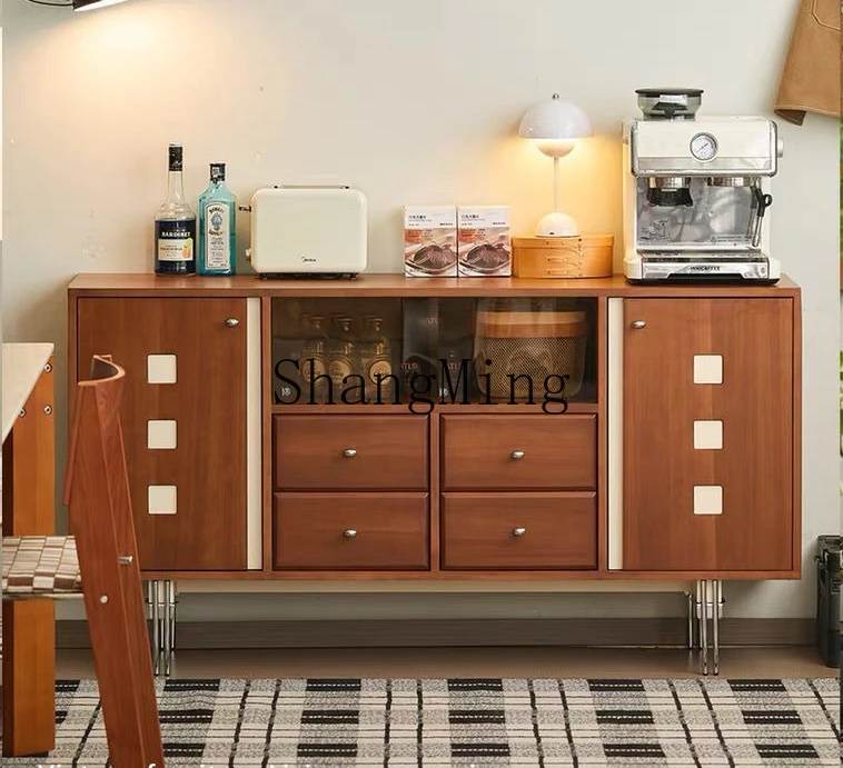 

SM solid wood living room storage small apartment bedside storage cabinet medium antique retro display cabinet