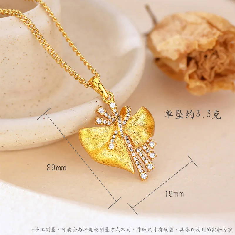 الفاخرة 24K 9999 الذهب الخالص الذهب الحقيقي المرأة نحى القوس قلادة قلادة