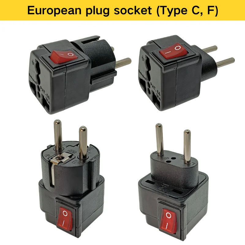 Pan European UK EU Schuko Travel Plug Adapter With Main On/Off Switch Wonpro Brand