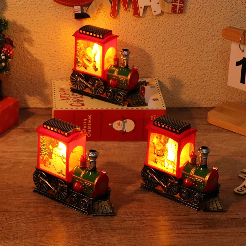 LED Night Lights Vintage Portable Train Night Lamp Battery Powered Hanging Lanterns Christmas Festive Party Decoration