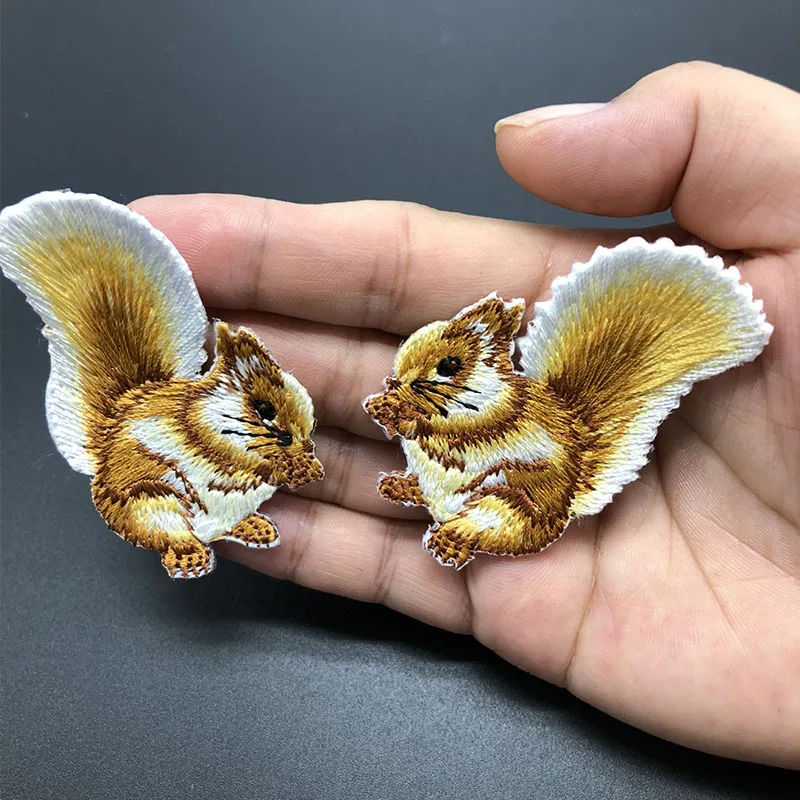 Fox Squirrel Iron  Patches For Clothing Kids Embroidery Appliques Parches Termoadhesivos Para Ropat DIY Sweing Accesorios Set