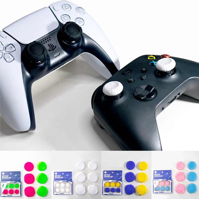 6pcs Anti-slip Silicone Thumb Stick Grip Cap Joystick Cover For Sony PS5 PS4 Xbox One/360 Slim Series X/S Switch Pro Protector