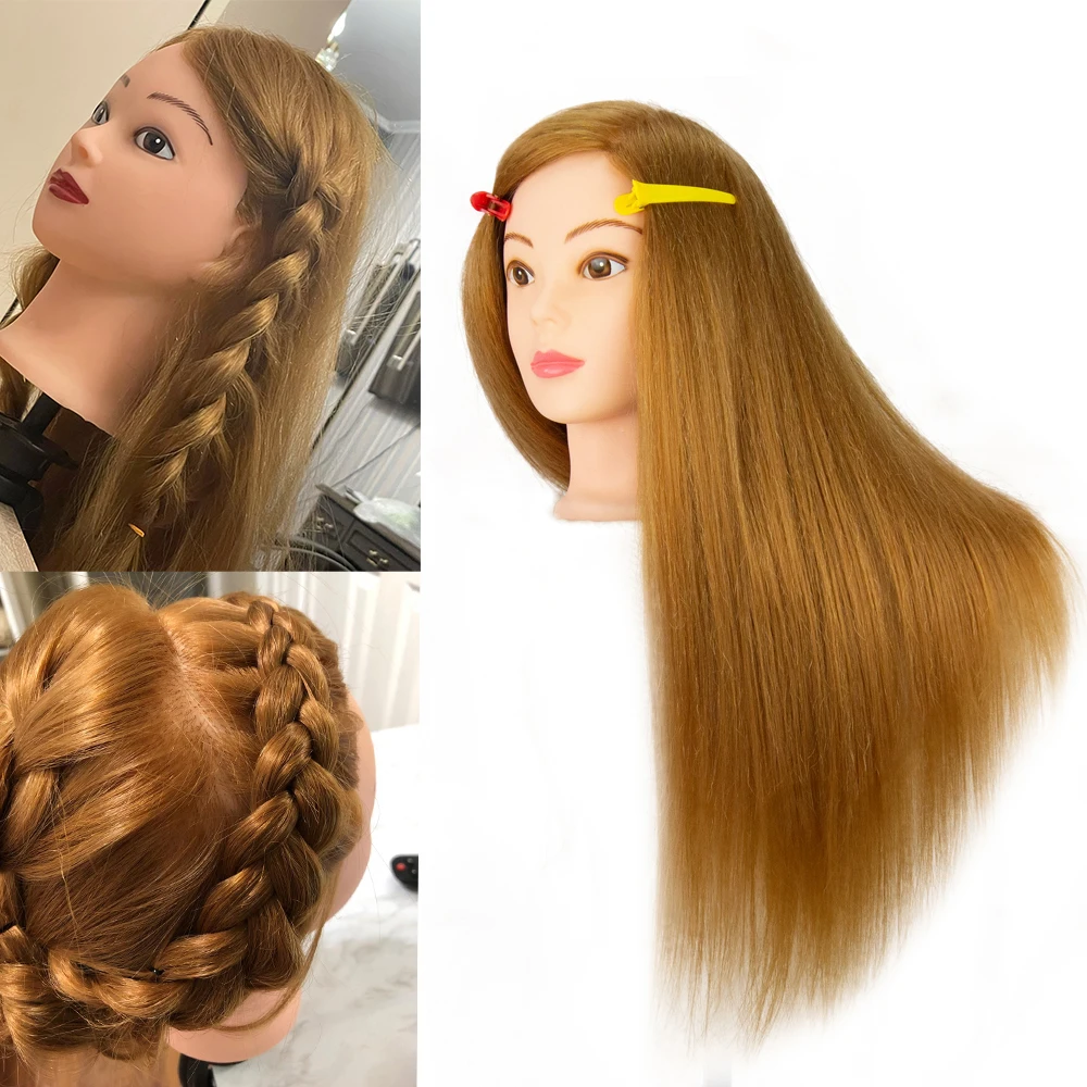 New 80% Real Hair Doll Head For Hairstyle Professional Training Head Mannequin Head Styling To Practice Hot Curl Iron Straighten