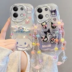 3D Kuromi Cartoon Phone Case For OPPO Realme C67 C55 C53 C51 C35 C30 C25S C17 C15 C12 C3 C2 C3i With Wrist Chain Cute Bear Cover