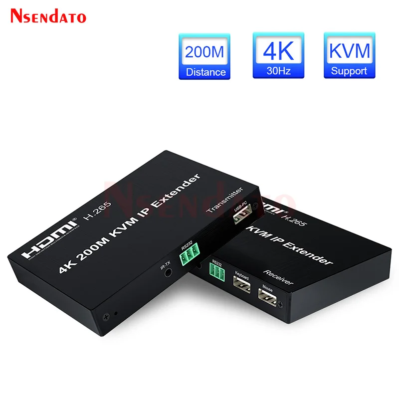 

4k HDMI USB KVM Extender over IP cat5e/6 cable up to 200M HDMI USB Ethernet Extender Transmitter With loop For Mouse Keyboard