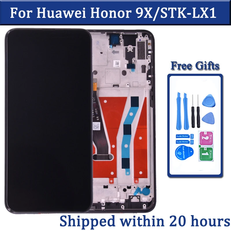 For Huawei Honor 9X Global Premium LCD Display Touch Screen 10 touch Digitizer Assembly Frame STK-LX1 lcd