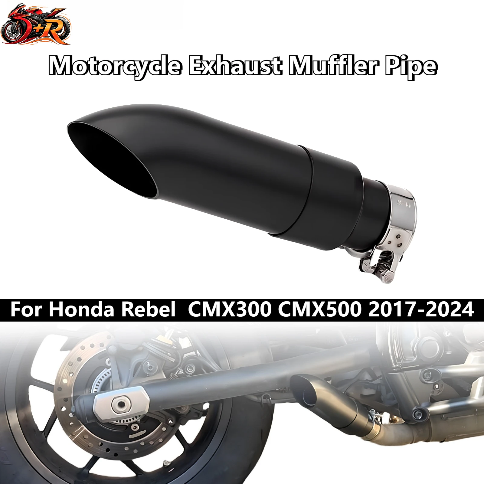 

For Honda Rebel CMX 300 500 CMX300 CMX500 2017-2024 Motorcycle Exhaust Muffler Pipe With DB Killer Steel Short Exhaust Tip