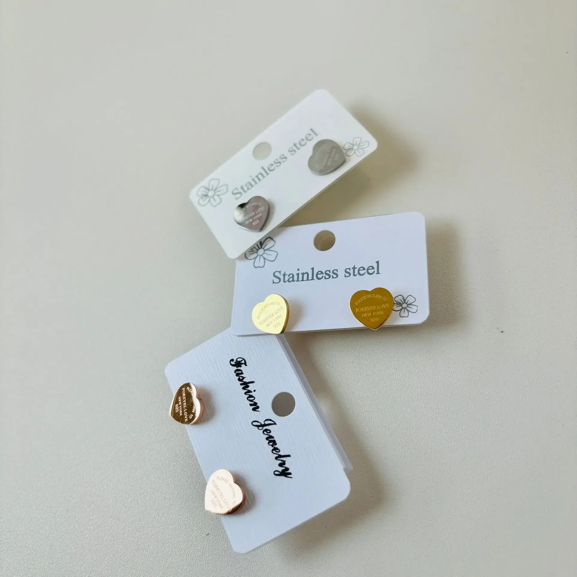 Antique Titanium Alphabet Studs, Heart-Shaped Electroplated Earrings, Forever Love Symbol, Women's Cottagecore Jewelry
