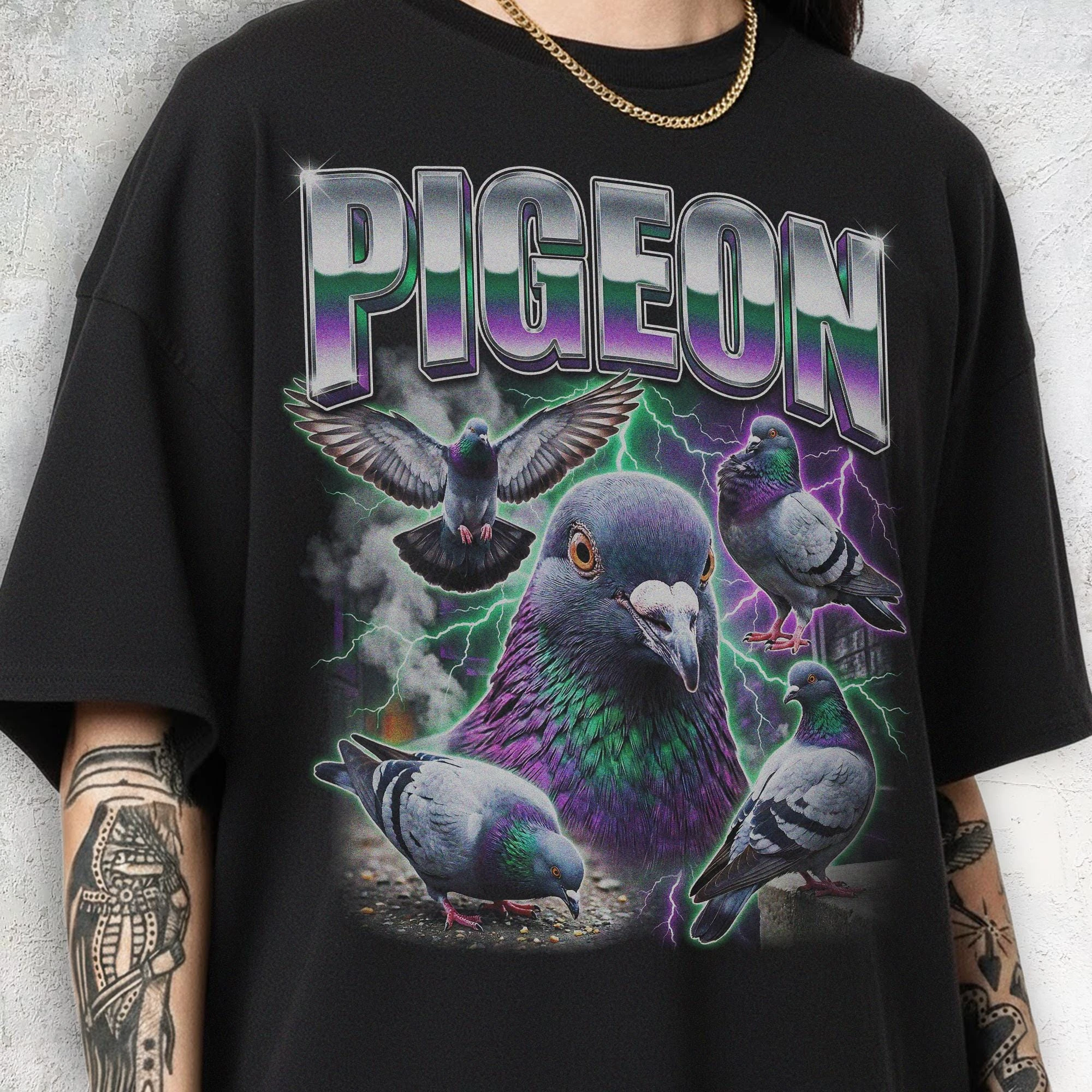 Vintage Pigeon Shirt, 90s Bootleg Rap Tee, City Bird Graphic, Trash Dove Lover Gift
