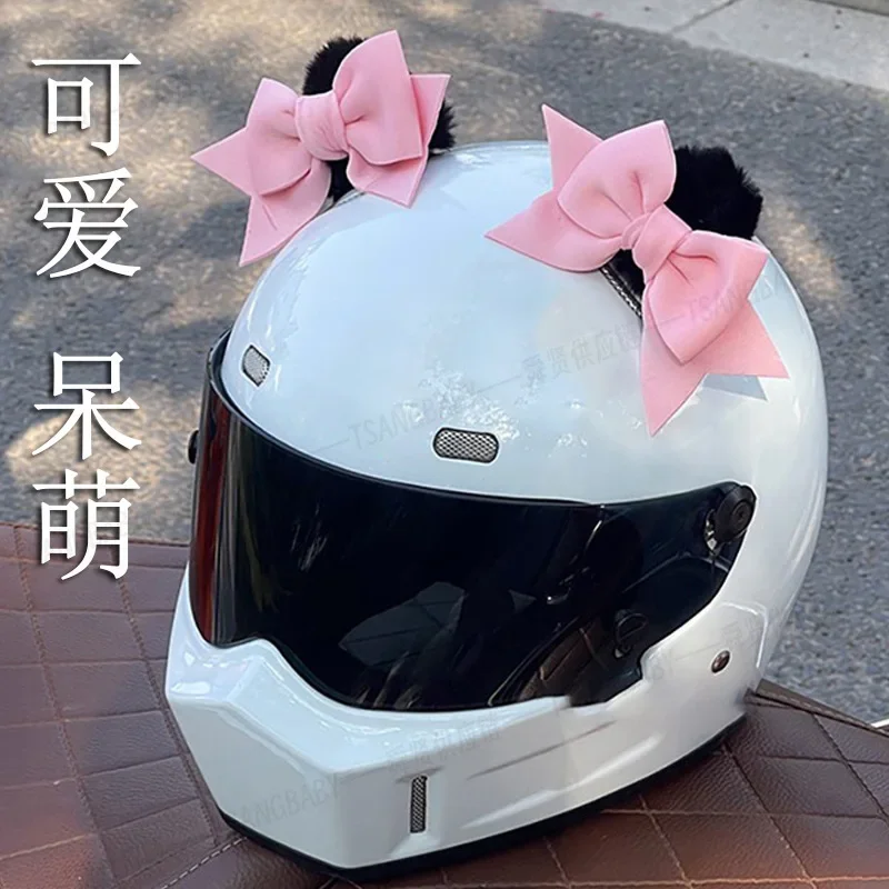 Decoración para casco de motocicleta, orejas de Nudo de mariposa