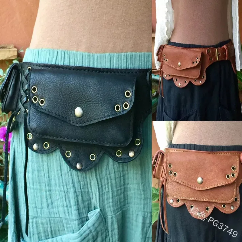 

Medieval Steampunk Utility Belt Bag Waist Pouch Gothic Vintage Leather Phone Holder Fanny Pack Viking Cosplay Accessory Hip Bag
