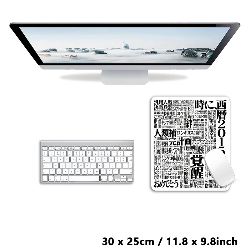 Black and White Premium E-Sports Mousepad Locking Edge Ultrafine Surface Featuring Japanese Character Design Mouse Pads for Desk