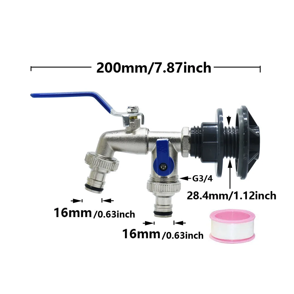 IBC Tank Tap Adapter 16mm Nipple Thread Fitting 15-16mm Garden Hose Quick Connectr Faucet Alloy Tank 1000 Liter IBC Tank Valve