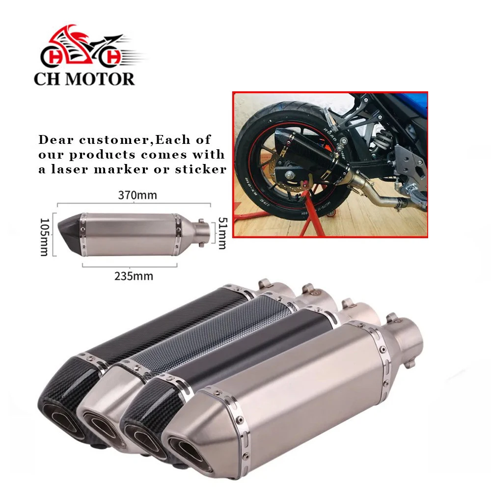 

slip on 38-51mm Universal Motorcycle Exhaust Escapes Para Motos 370mm Stainless Steel For ATV Street Bike motorcycle spare parts