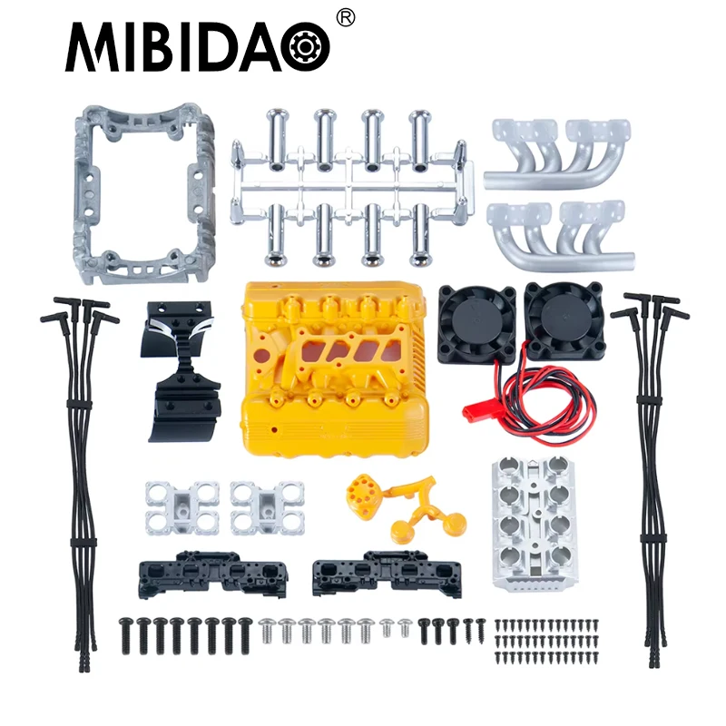 

MIBIDAO моделирование V8 капот вентилятор двигатель радиатора крышка двигателя для 1/10 TRX-4 TRX4 RC гусеничный автомобиль обновленные детали