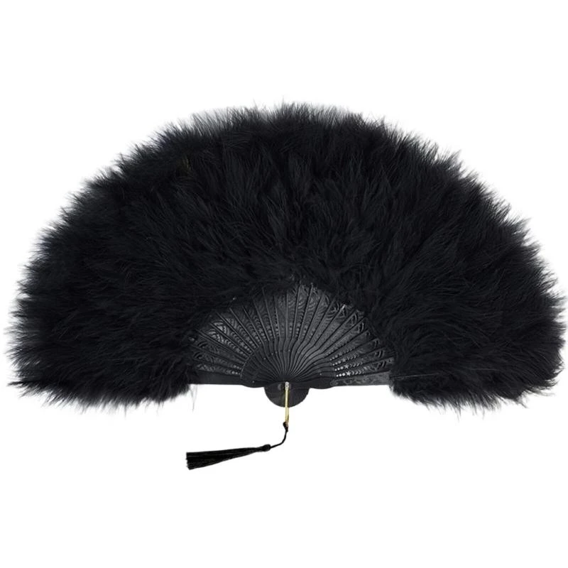 Retro Styles Folding Feathered Fan Flapper Hand Fan for Weddings and Photo