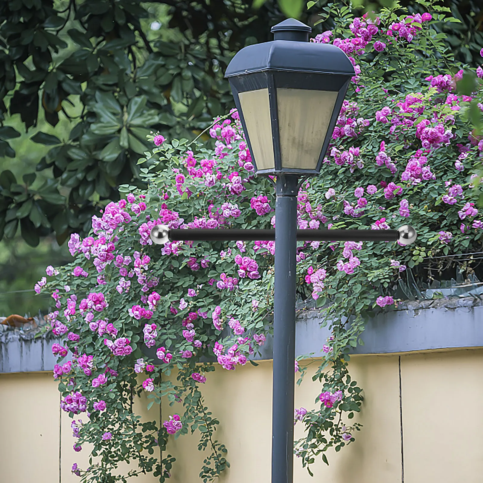 

Sturdy Lamp Post Cross Arm 16.51Inch Stainless Steel Outdoor Bar For Patio Light Post Ladder Rest Black Removable Knobs Durable