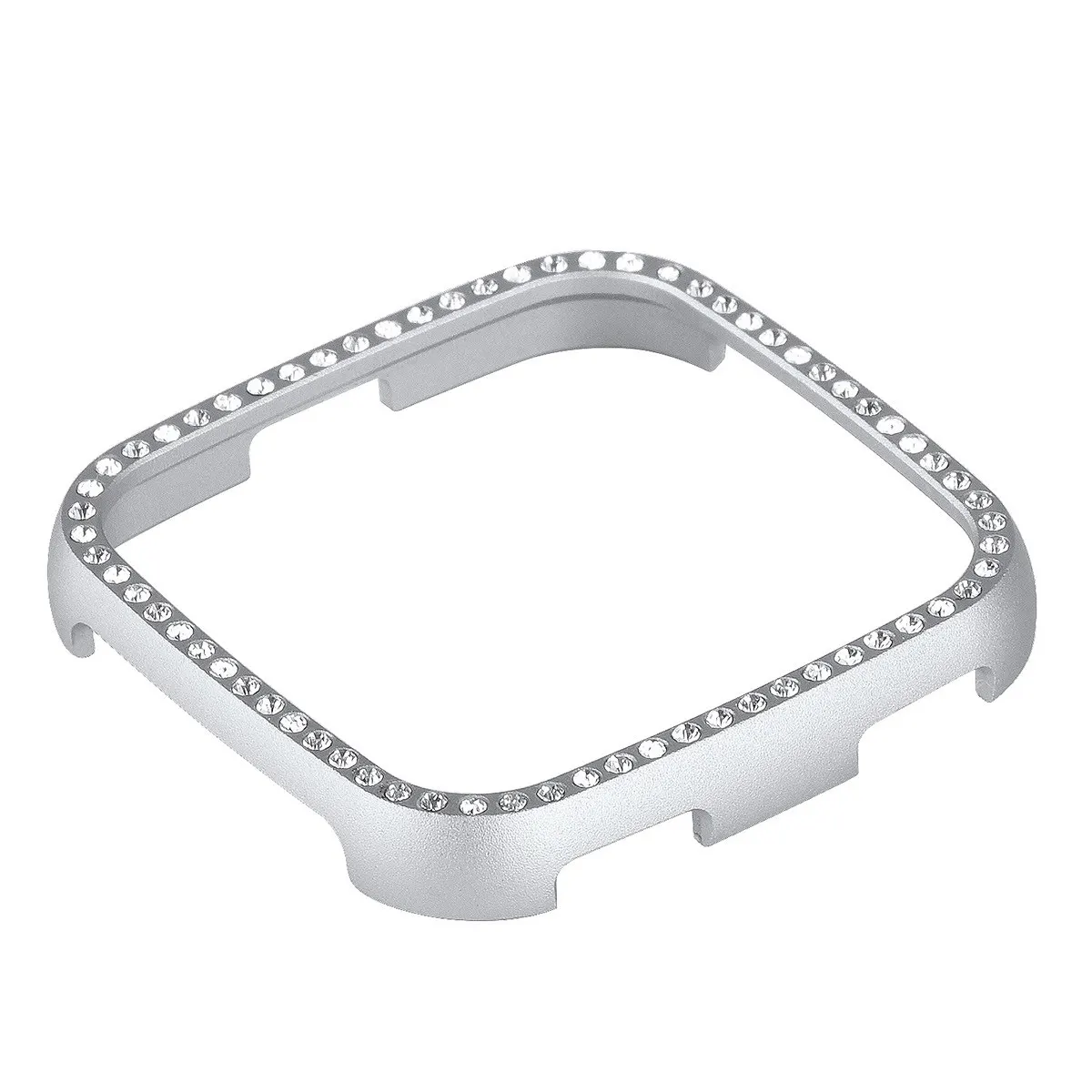 Smart Watch Protective Shell Silver Inlaid Case Drop Resistance Cover Compatible for Fitbit Smart Watch