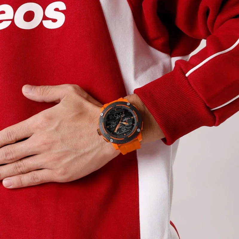 NAVIFORCE 7114 Elektronische Horloges voor Mannen Dual Display Kalender Waterdicht Siliconen Casual Sport heren Quartz Horloge Reloj Hombre