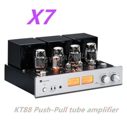 Ultimo aggiornamento Versione bilanciata MUZISHARE X7 Amplificatore di potenza a tubo elettronico, 12AX7 * 1.12AU7 * 2, KT88 * 4, 5AR4 * 1, con telecomando