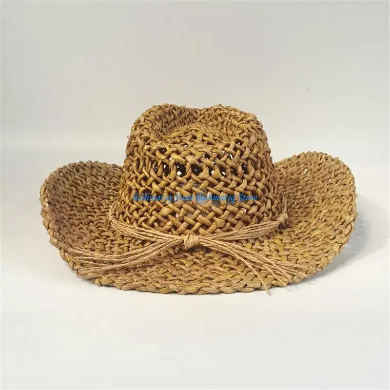 

573B Women's Openwork Decorated Victorian Hat Cornhusk Straw Sun Protections