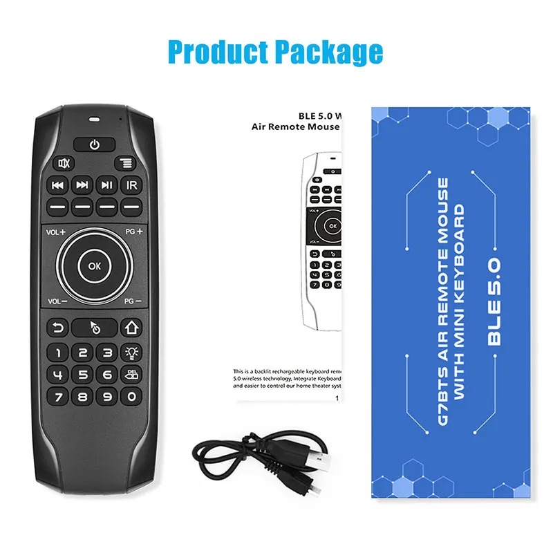 Giroscopio G7 BTS5.0 Air Mouse, Mini Teclado retroiluminado, inalámbrico, aprendizaje IR, Android, Smart TVBOX, Control remoto