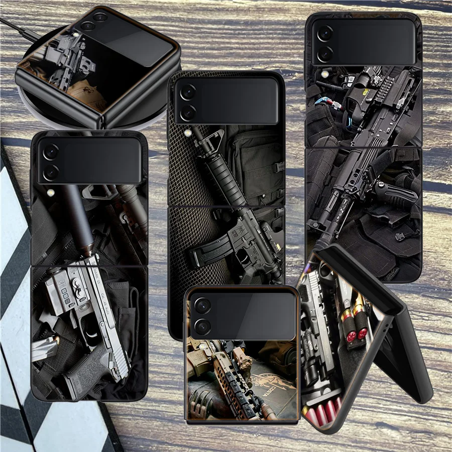 The Military Weapon For Phone Samsung Z Flip 3 4 5 5G Cover Shockproof Hard Galaxy Z Flip 6 5G Case Cell Luxury PC Shell Fun