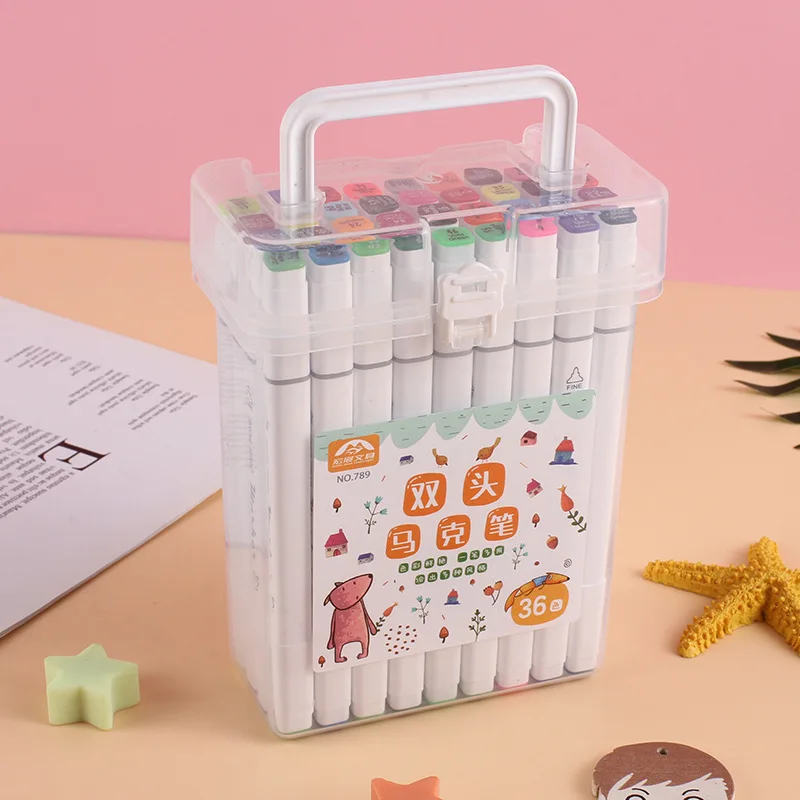 12/24/36/48 لون برأسين قلم تحديد صغير الفن القرطاسية رسم مجموعة أقلام ملونة أقلام ملونة مائية #3