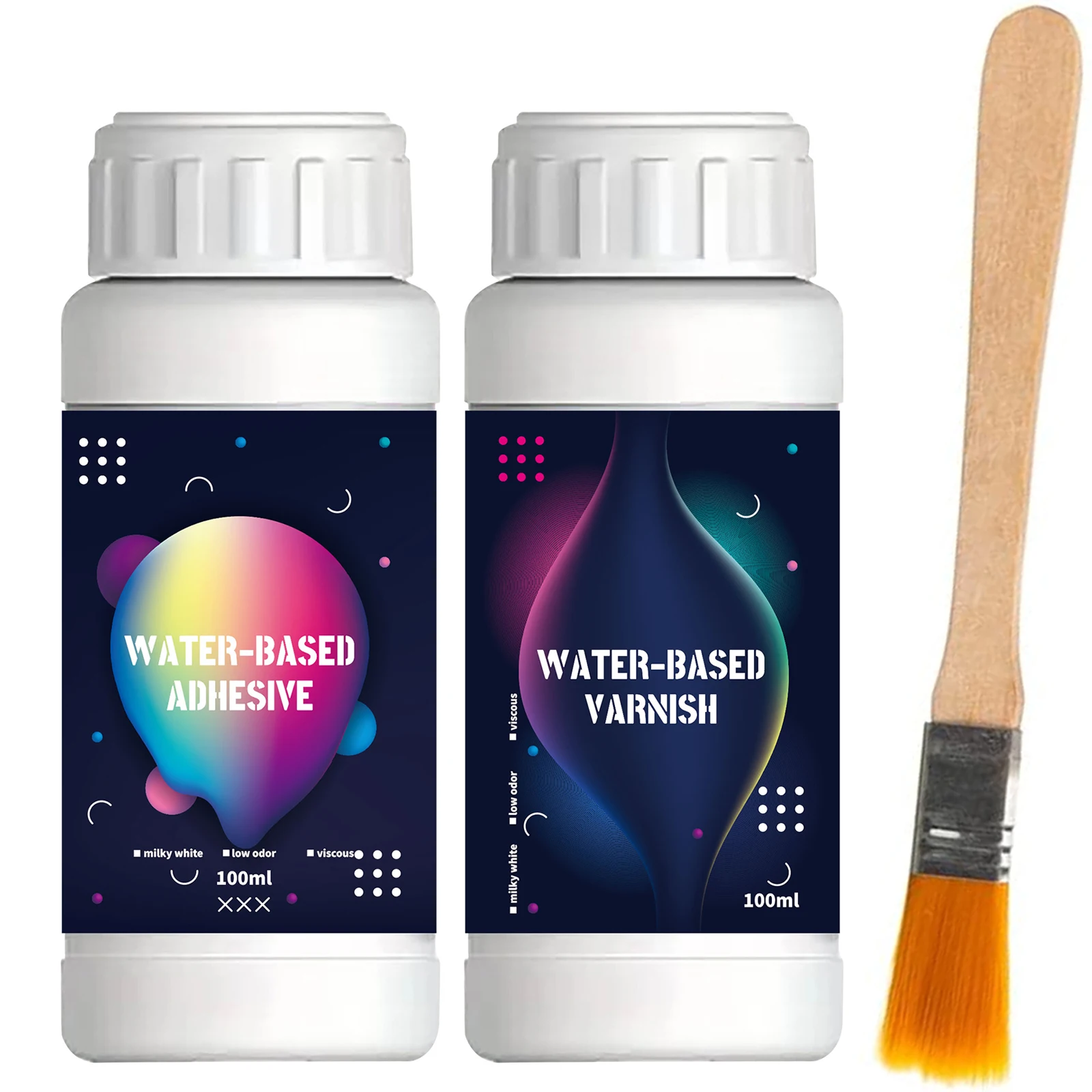 100 ml goldener Folienkleber, Acryl-Bastelkleber, Kunstkleber, Lackset – wasserbasierter Metallkleber mit Pinsel zum Basteln, Schmerzen