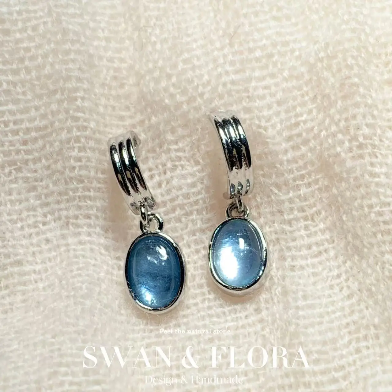 

Natural Aquamarine 925 Sterling Silver Stud Earrings For Women Jewelry Gift Simple Jewelry Blue