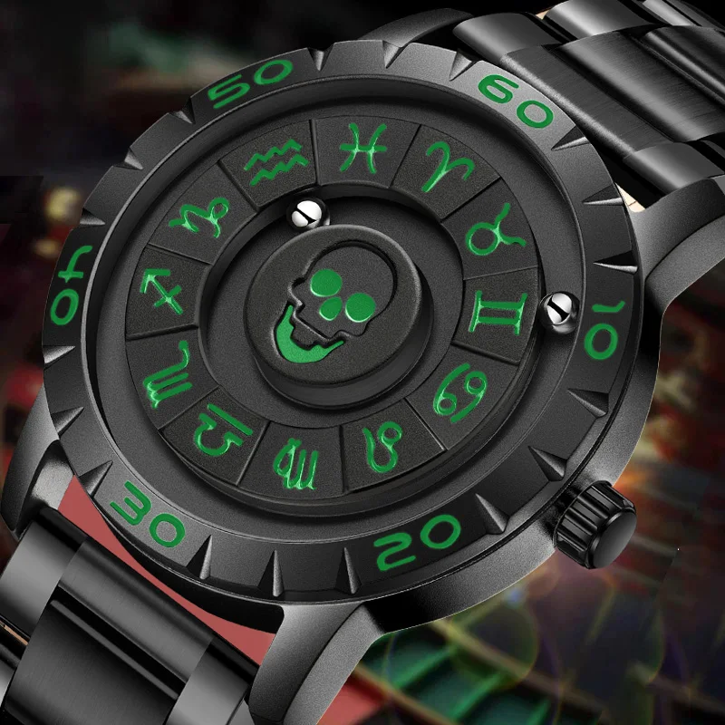 FOXBOX Floating Magnetic Pointer Watch Personalized Fashion Free Ball Bearing Creative Simple Waterproof Quartz Watch for Men