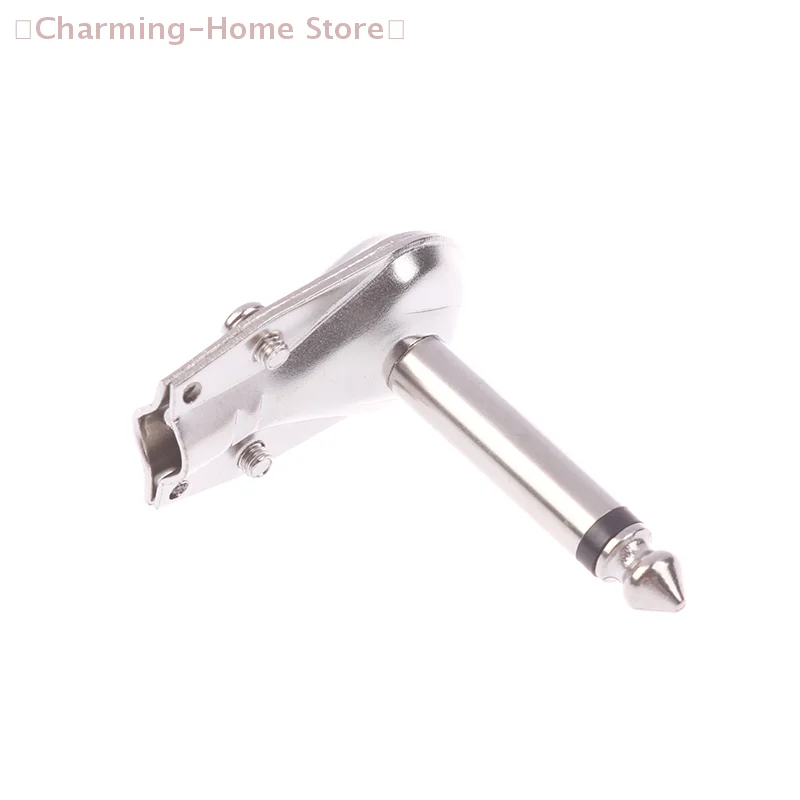 【M】6.35mm Mono Jack Right Angle Plug Flat Male Guitar Effects Pedal Connector Microphone Amplifier Connector