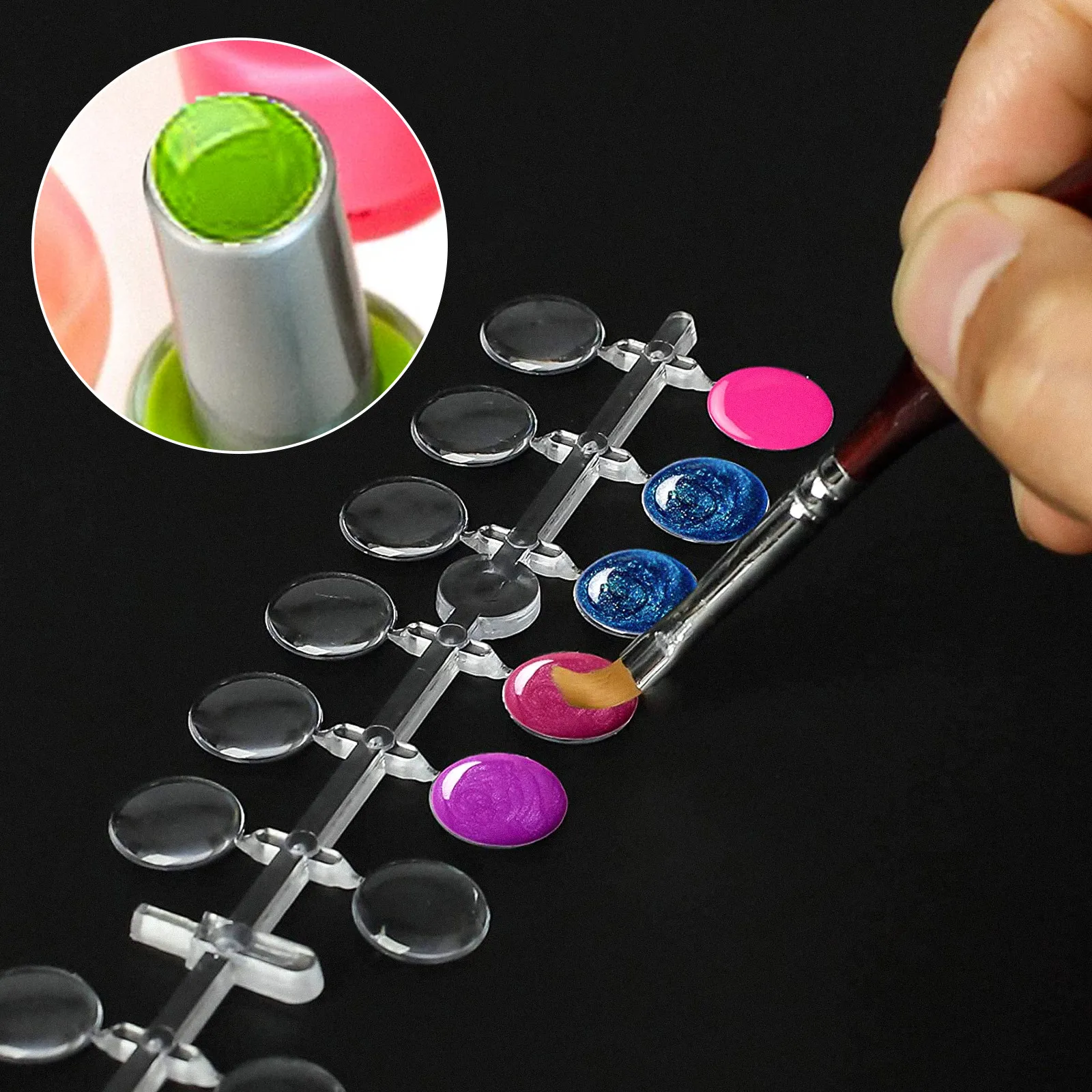Picture 5: 4Sets Nail Color Chart Round Shape Nails Color Cards Display Plates for Nail Art Practice and Salon Nails Art Tools