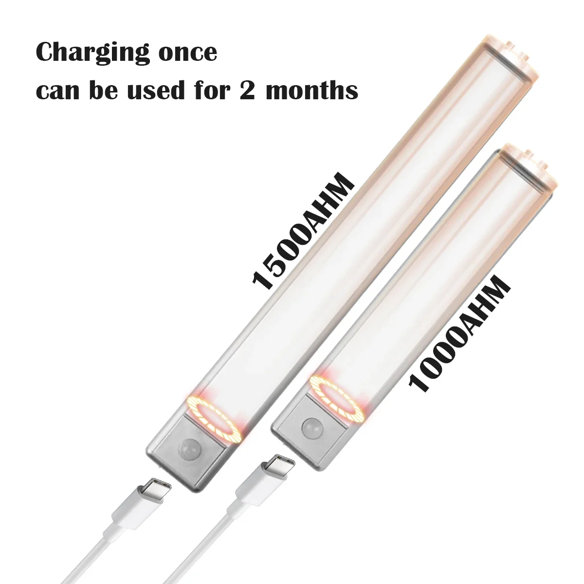 LED 야간 조명 PIR 모션 센서 주방 캐비닛 아래 조명, 충전식 옷장 옷장 램프, 알루미늄 야간 조명, 20 cm, 30cm