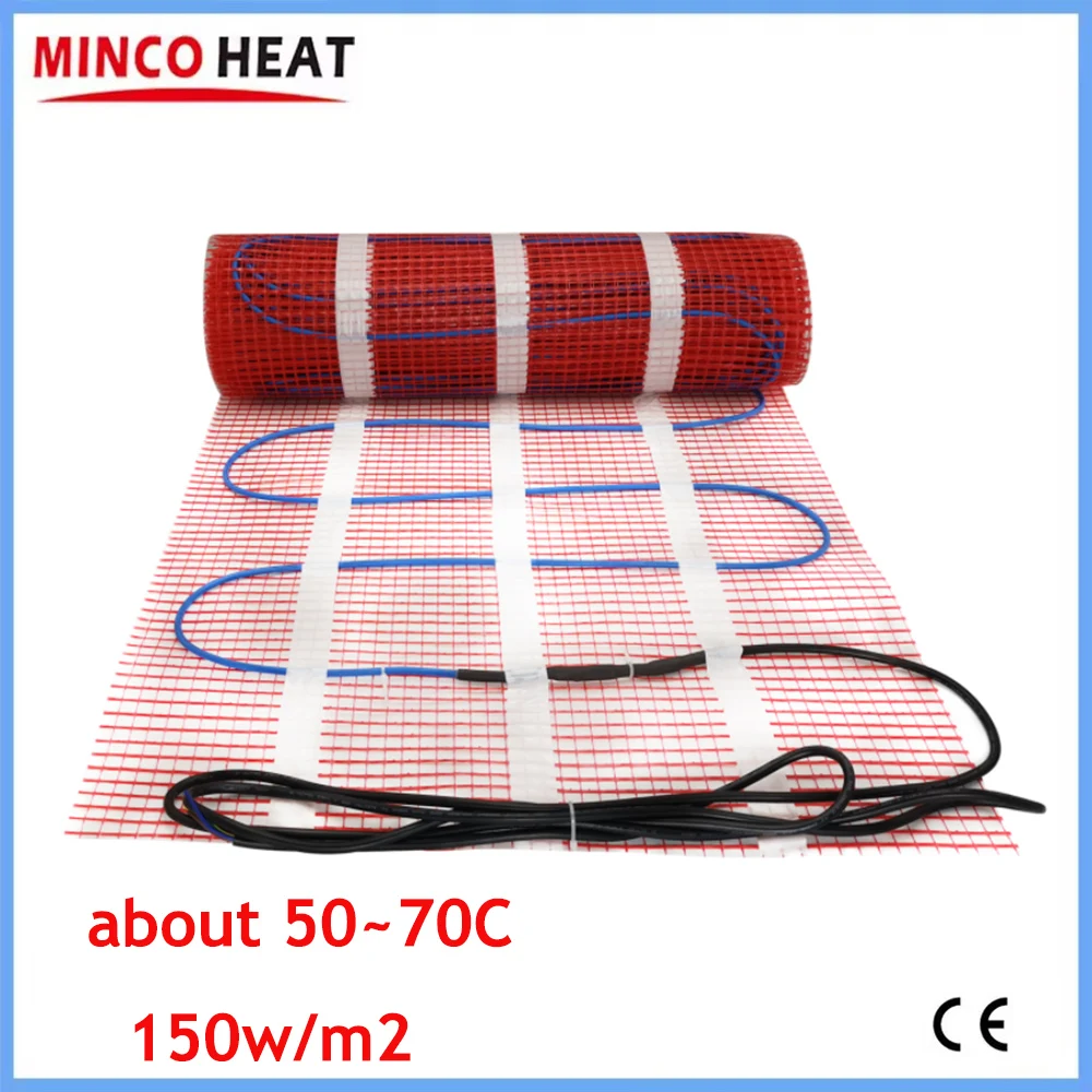 MINCO HEAT 150w/m2 0.5 ~ 5m2 tapis chauffant au sol chaud pour carrelage en céramique système de chauffage au sol en bois