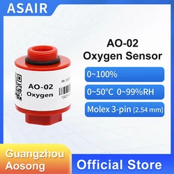 ASAIR AO-02 Oxygen Concentration Sensor for Vehicle Exhaust Gas Detection Oxygen Sensor Replacing AO2 Oxygen Battery