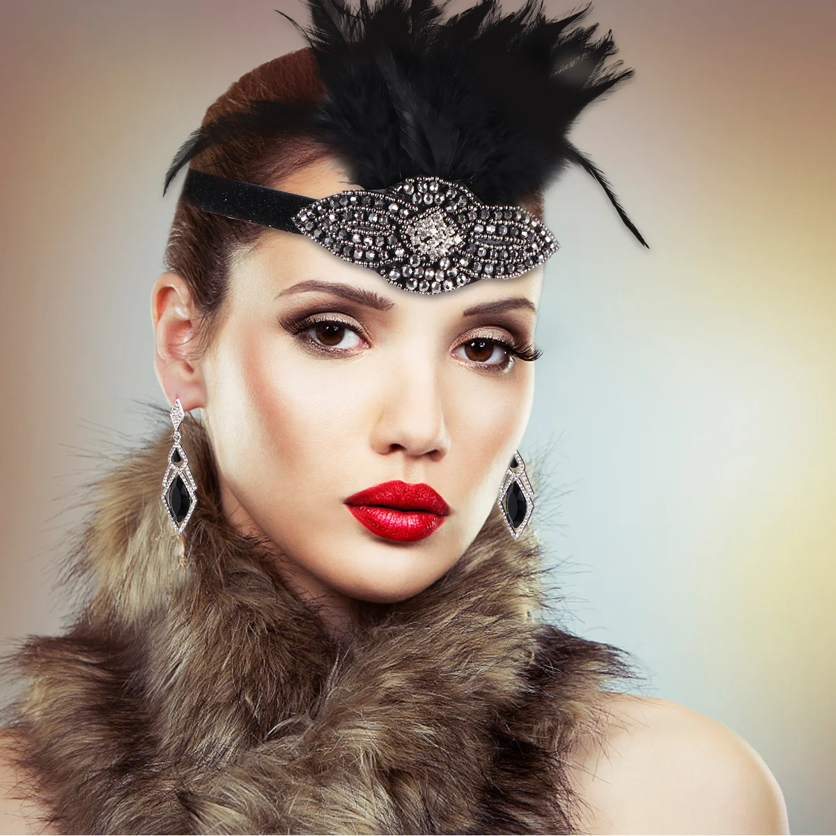 

6pcs 1920S Accessories Party Costume Set Vintage Gloves Cigarette Holder Headband For Flapper Dress Prom Wedding Event