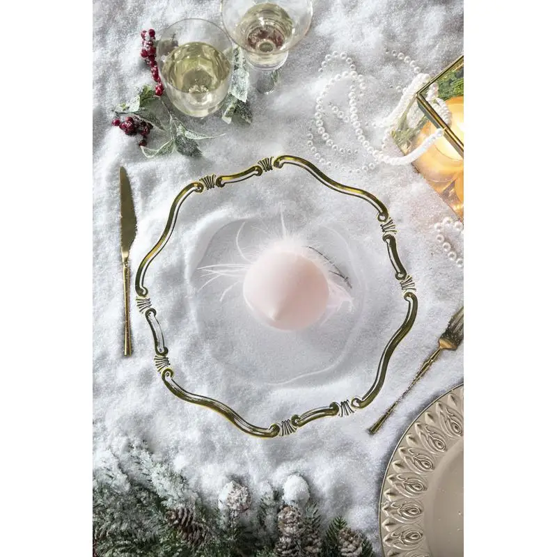 8 عبوات من أطباق الشاحن البلاستيكية، مقاس 13 بوصة، أدوات مائدة أنيقة لتناول الطعام، مثالية للمناسبات والحفلات #4