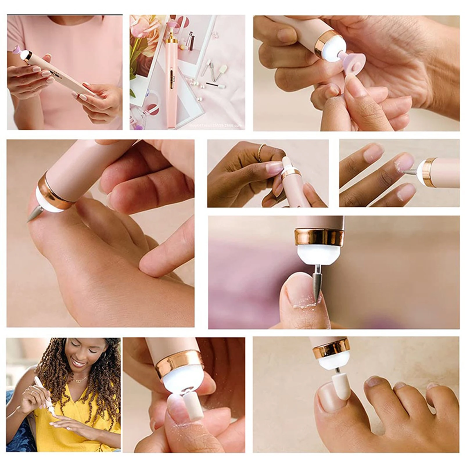 Polisseuse à ongles électrique 5 en 1, rectifieuse avec 5 têtes de meulage pour le soin des ongles, manucure et pédicure