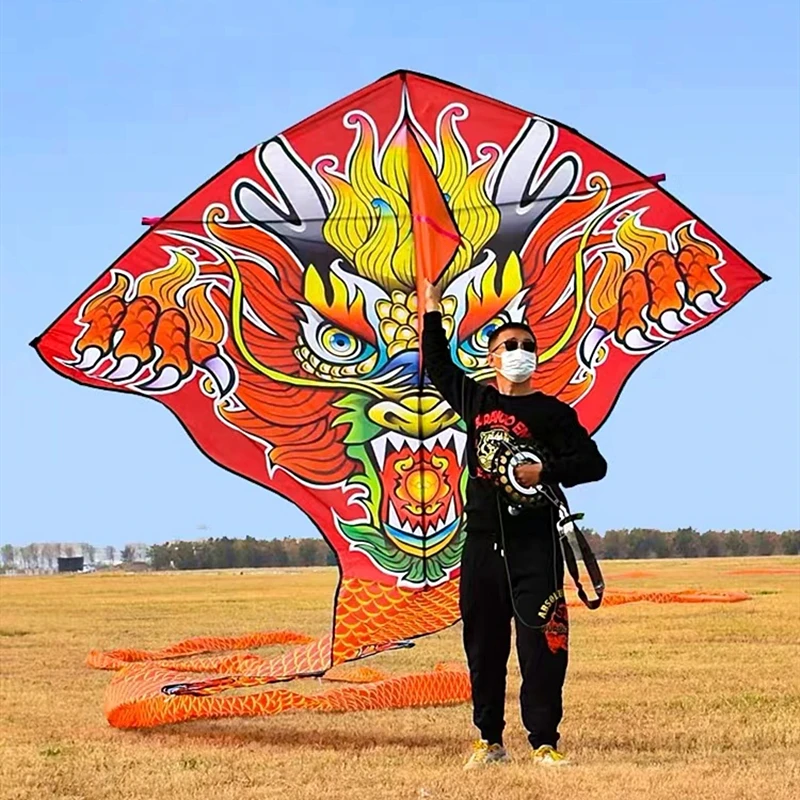 100m chinois dragon cerf-volant volant poignée ligne grand cerf-volant professionnel cerfs-volants toupie avec corde puissance cerf-volant acquilone aigle cerf-volant