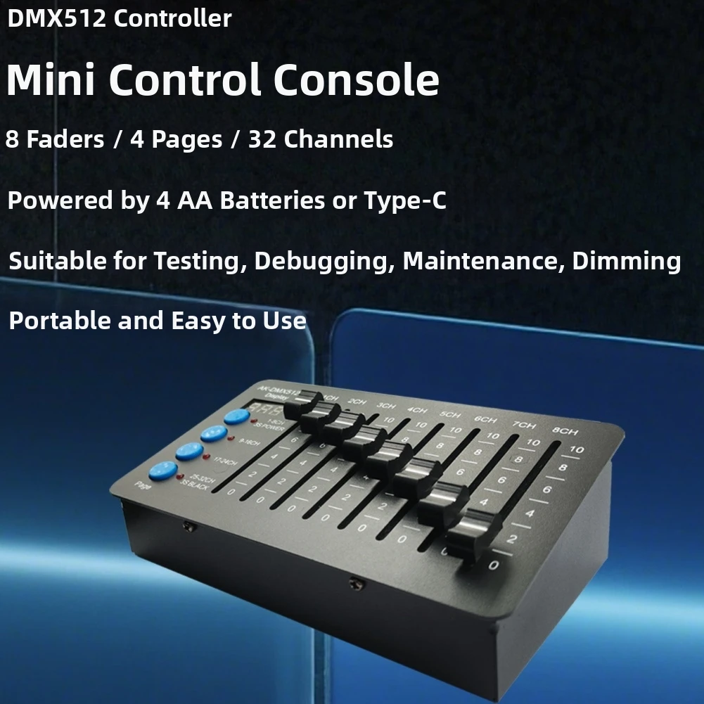 1Pc 32-Channel DMX512 Controller Rechargeable Lighting Console With XLR Output For Stage Wedding Party Panel