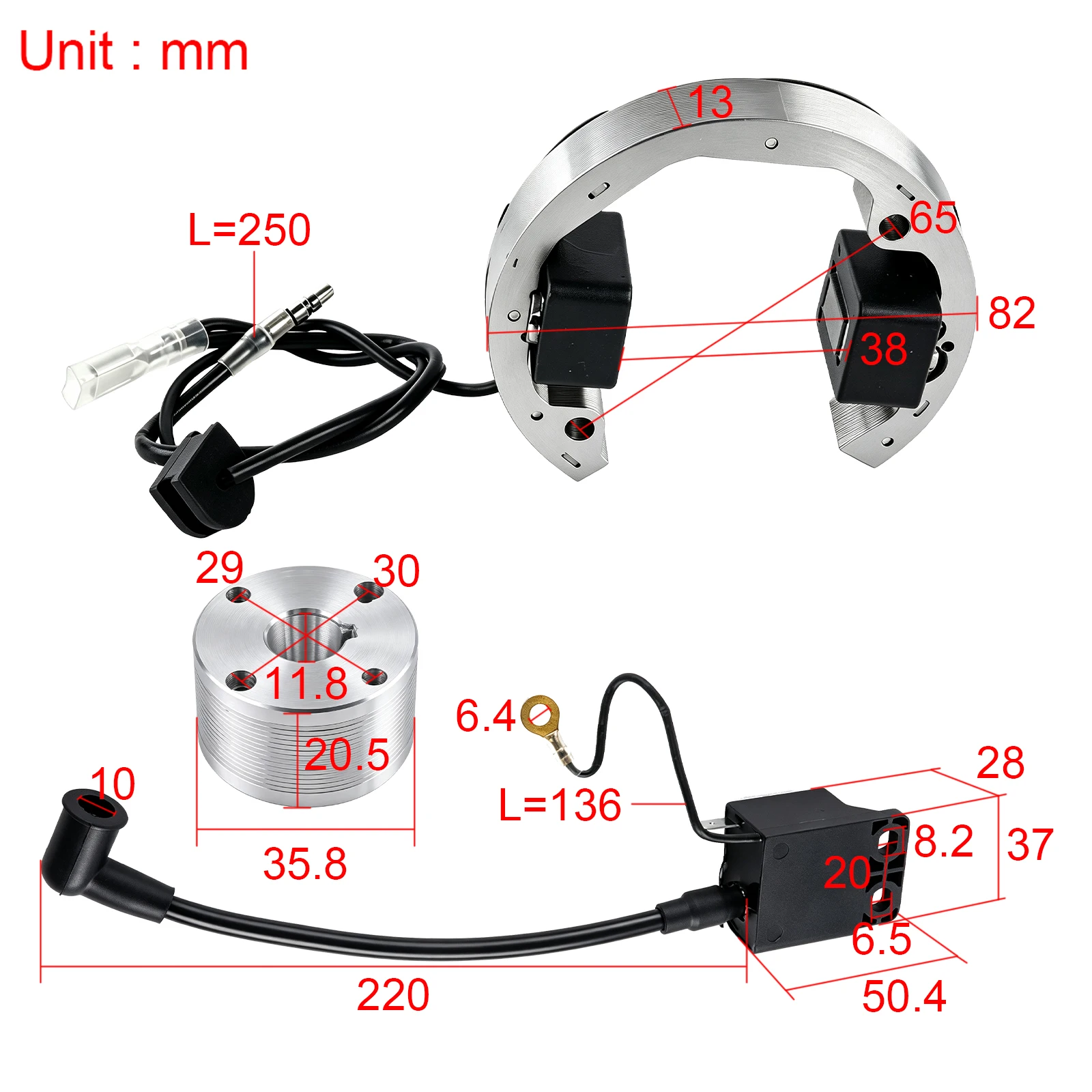Ignition Coil Stator Rotor Flywheel Kit for 50cc 50 SX LC Pro Sr Jr Senior 2004-2007 Mini Dirt Pit Bike