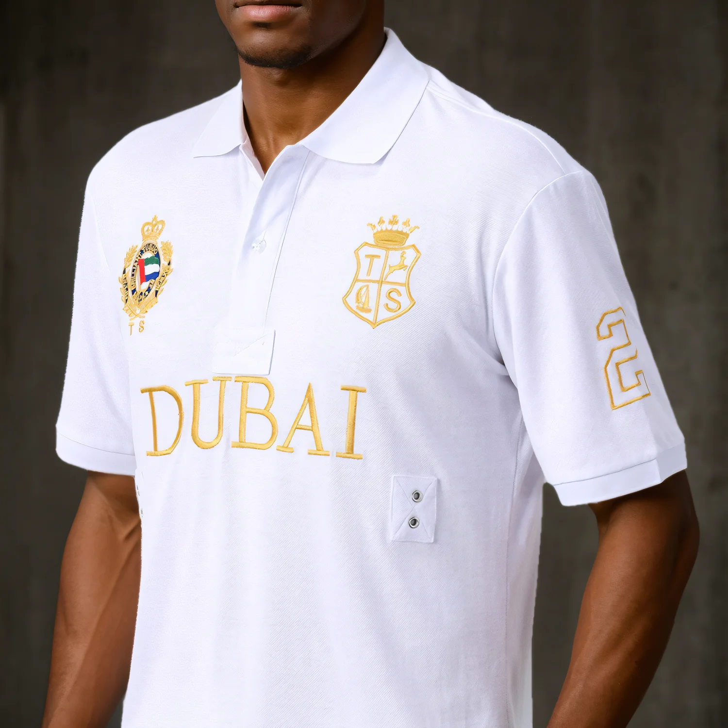 

White DUBAI Shorts Polo Shirts for Men 100% Cottons Summer Sports Fans Clothes Two Buttons Collar Tee Shirts Plus US Size XS-7XL