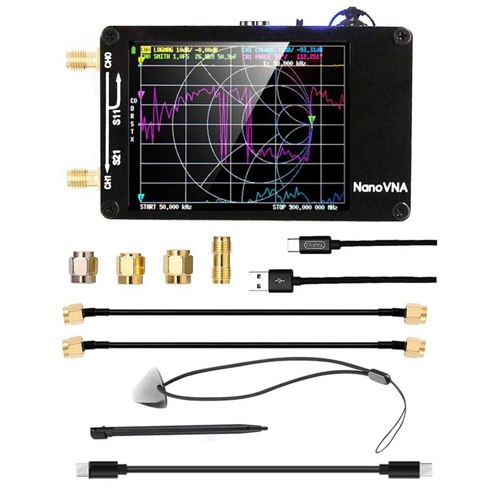 NanoVNA VNA-H Portable Digital Vector Network 50KHz-900MHz MF HF VHF UHF Antenna Analyzer Built-in Battery