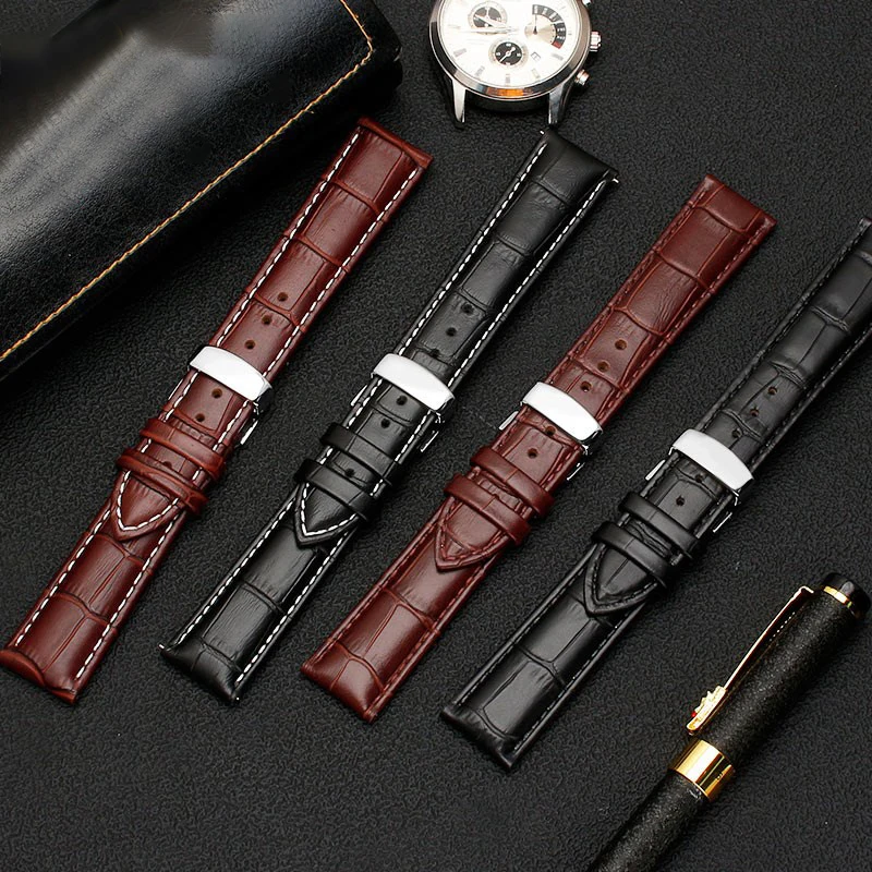 20mm 22mm Genuine Leather Watchband Casio BEM-501 506 307 EDIFICE Series EFB-530 MTP-1303 Watch Band Bracelet Strap Black Brown