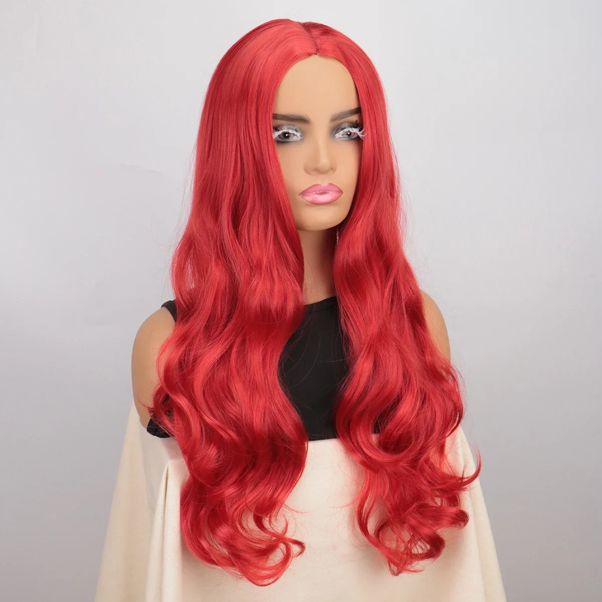Película Aquaman Mera largo ondulado rojo Halloween Cosplay peluca fiesta de disfraces pelo sintético mujeres Grils Culry pelucas rojo Halloween
