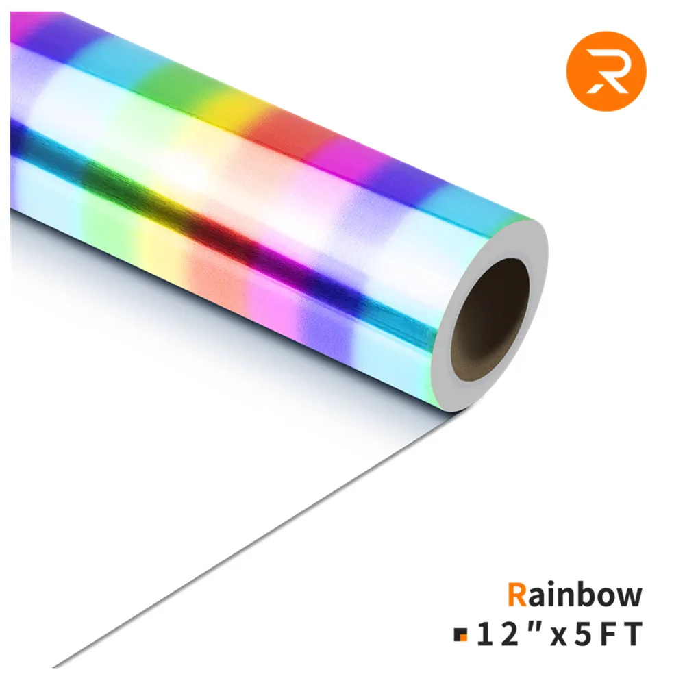 HTVRONT 12inX5ft/30x150cm Gradient Rainbow Color Heat Transfer Vinyl Roll for Cricut DIY T-shirt Printing Craft Iron on HTV Film