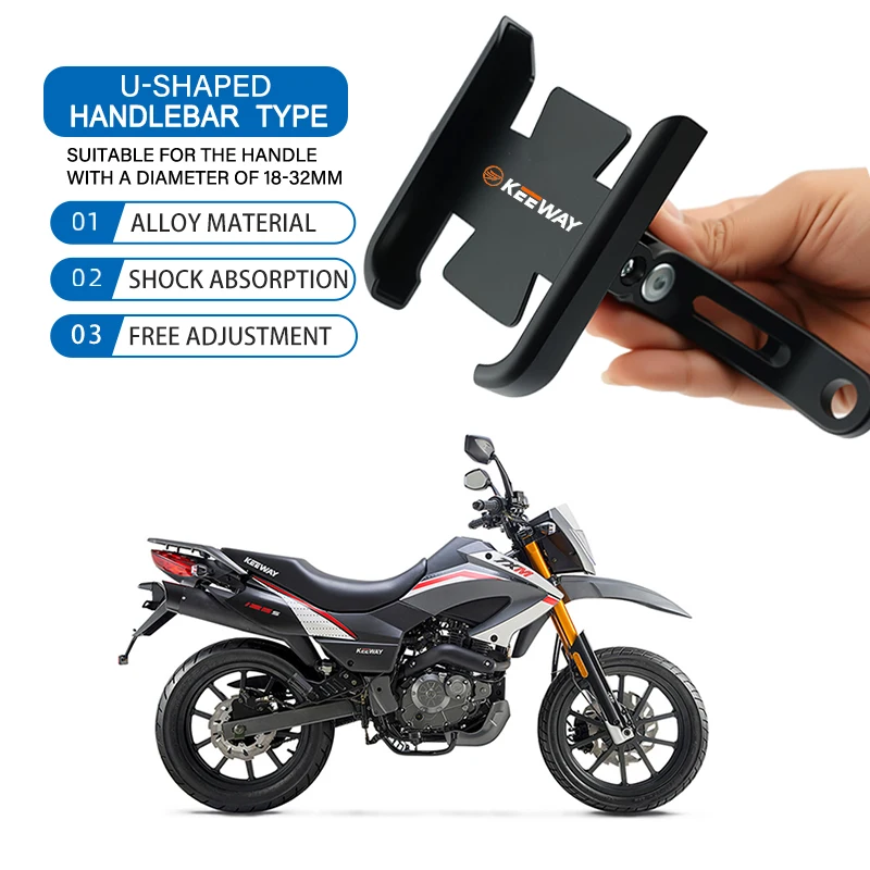 

Мотоциклетный держатель для телефона 360° ° Вращающийся кронштейн из алюминиевого сплава, крепление на руль для Keeway RKX Superlight K-Light Cruiser Hurricane