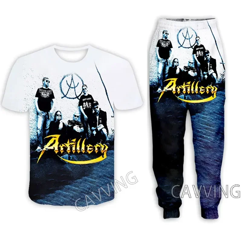 Banda de artilharia masculina e feminina 3D conjunto de calças e camiseta jogging estampado, terno casual, roupas