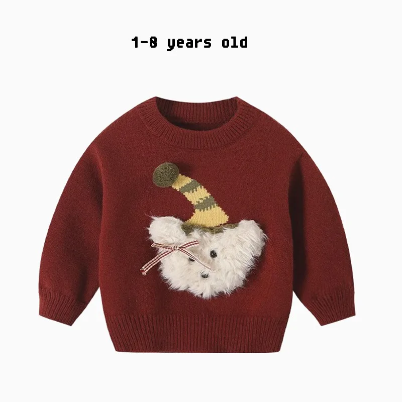 Children's Clothing Girl's Sweater2024Autumn New Children's Cute Cartoon Leisure Pullover Long-Sleeved Sweater